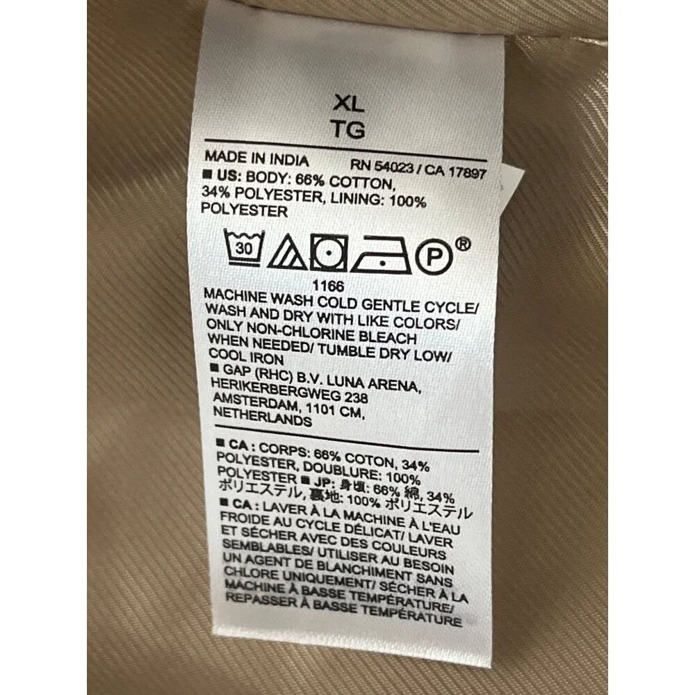 Banana Republic Classic Trench Coat Womens XL Classic Double Breasted Khaki - Picture 11 of 11